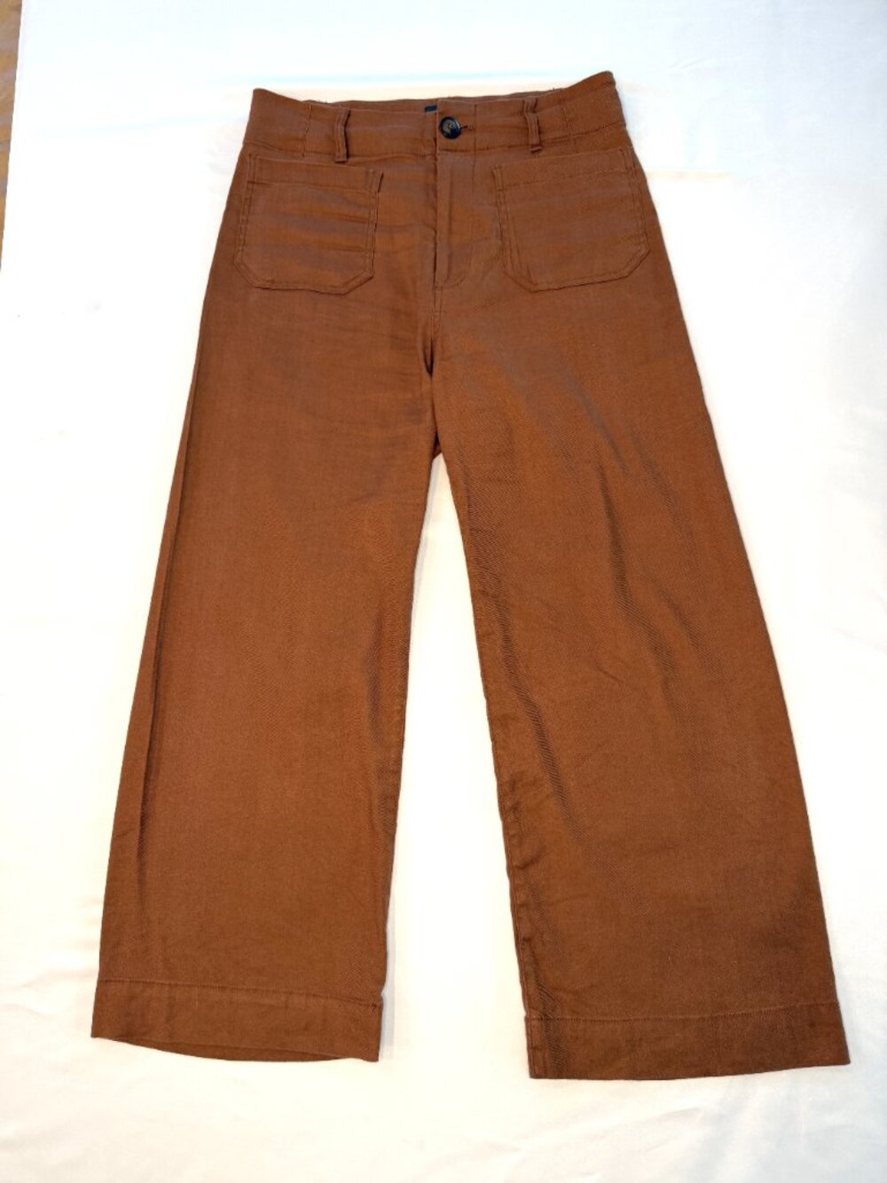 Maeve Anthropologie The Colette Cropped Wide Leg Linen Pants Brown Rust Size 29 - Picture 2 of 6